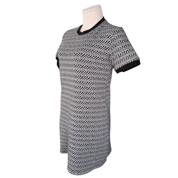 Forever 21 GoGo Mini Ringer TShirt Dress Black White Chevron Womens M Retro - Picture 8 of 11